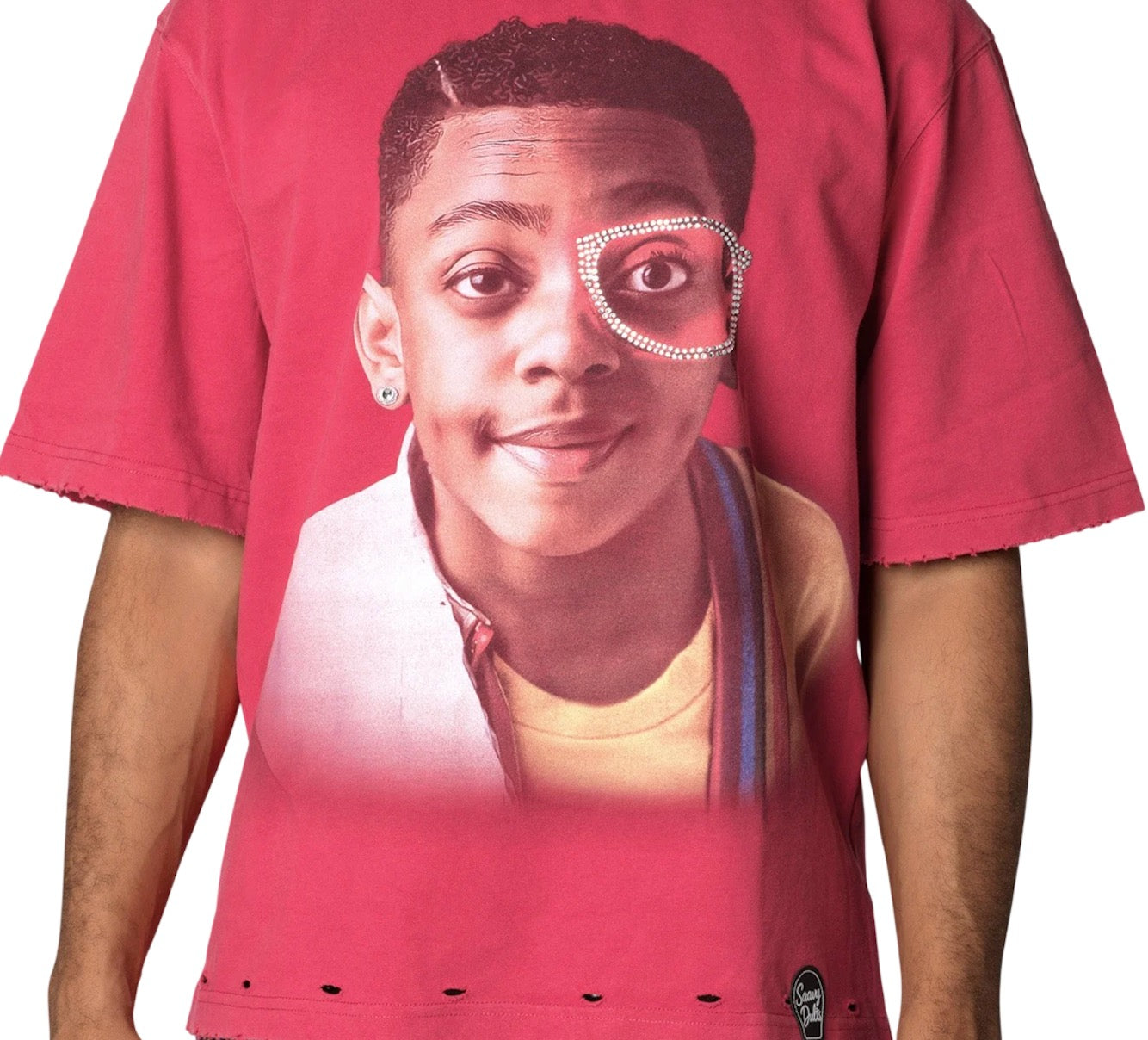SAAVY DULTS RED ACID WASH URKEL GENIUS TEE