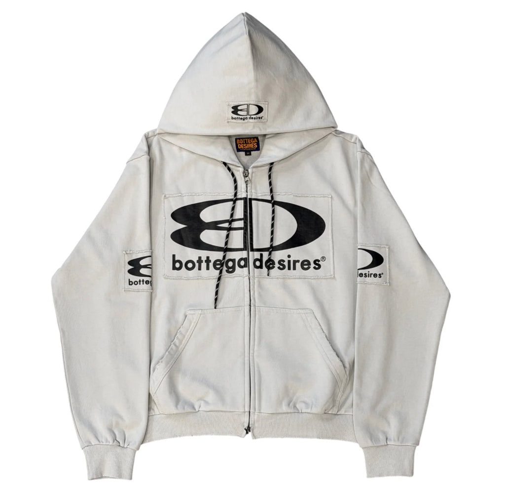 BOTTEGA DESIRES GREY TECH ZIP UP HOODIE