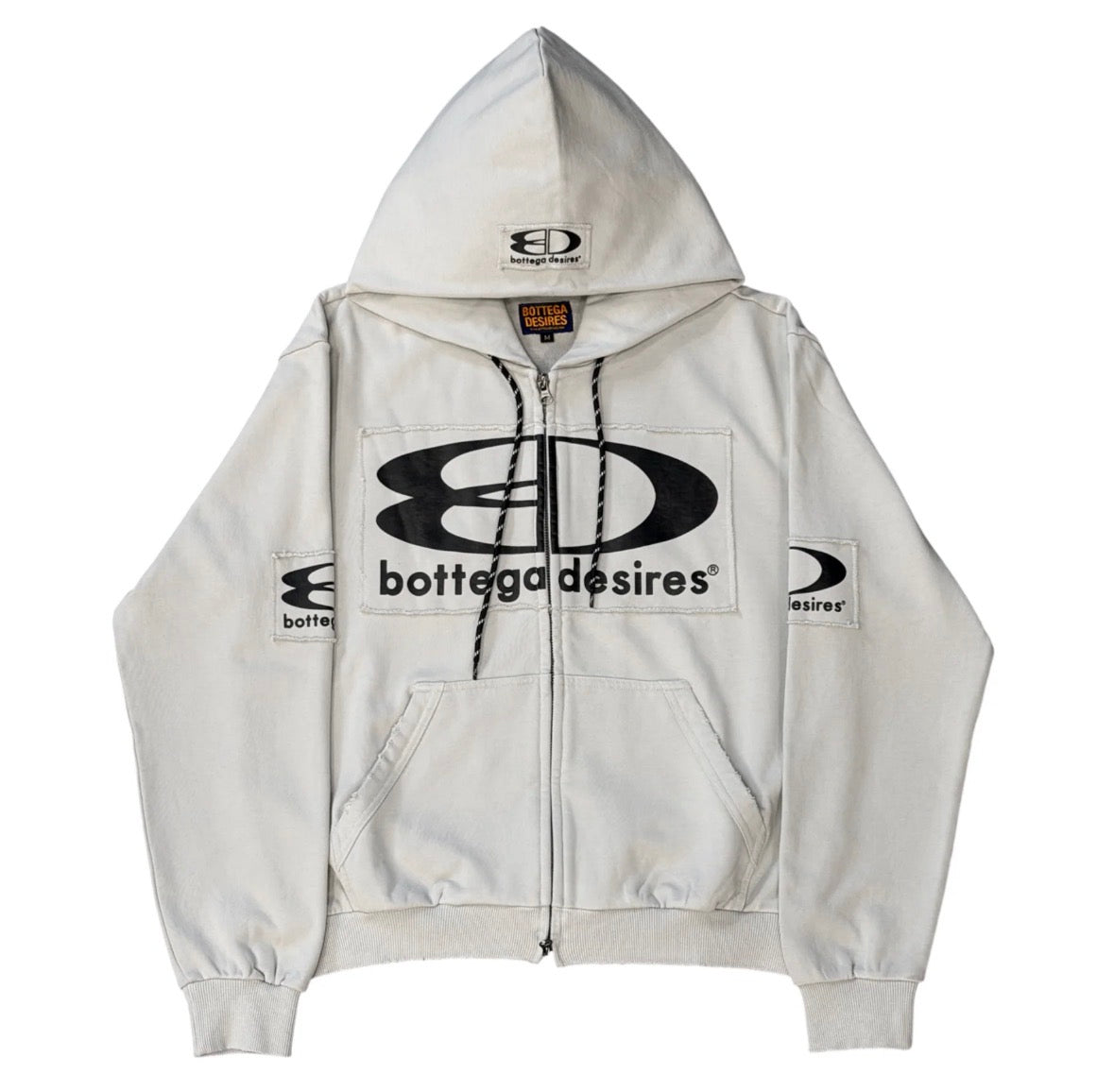 BOTTEGA DESIRES GREY TECH ZIP UP HOODIE