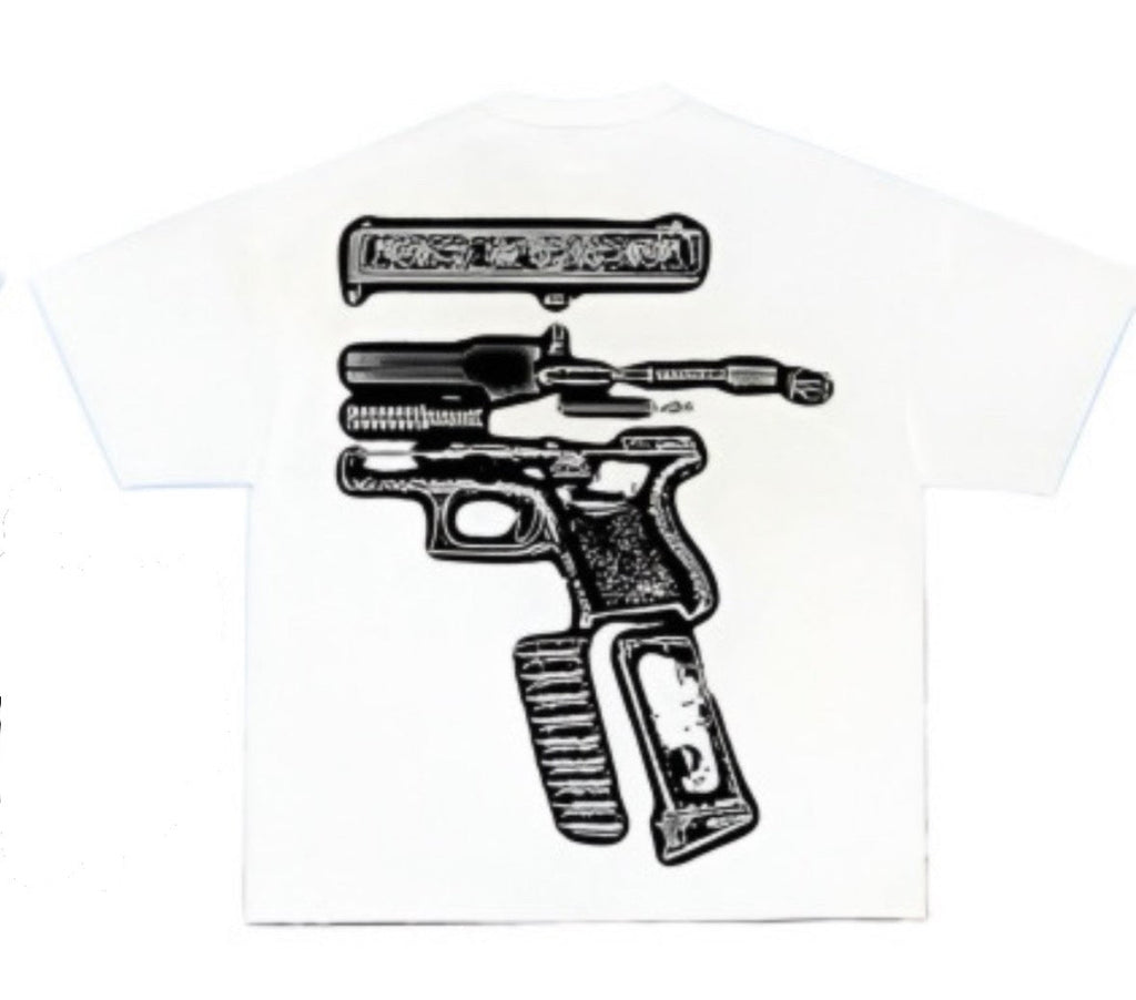 IN GLOCK WE TRUST SKRAPYARD WHITE TEE