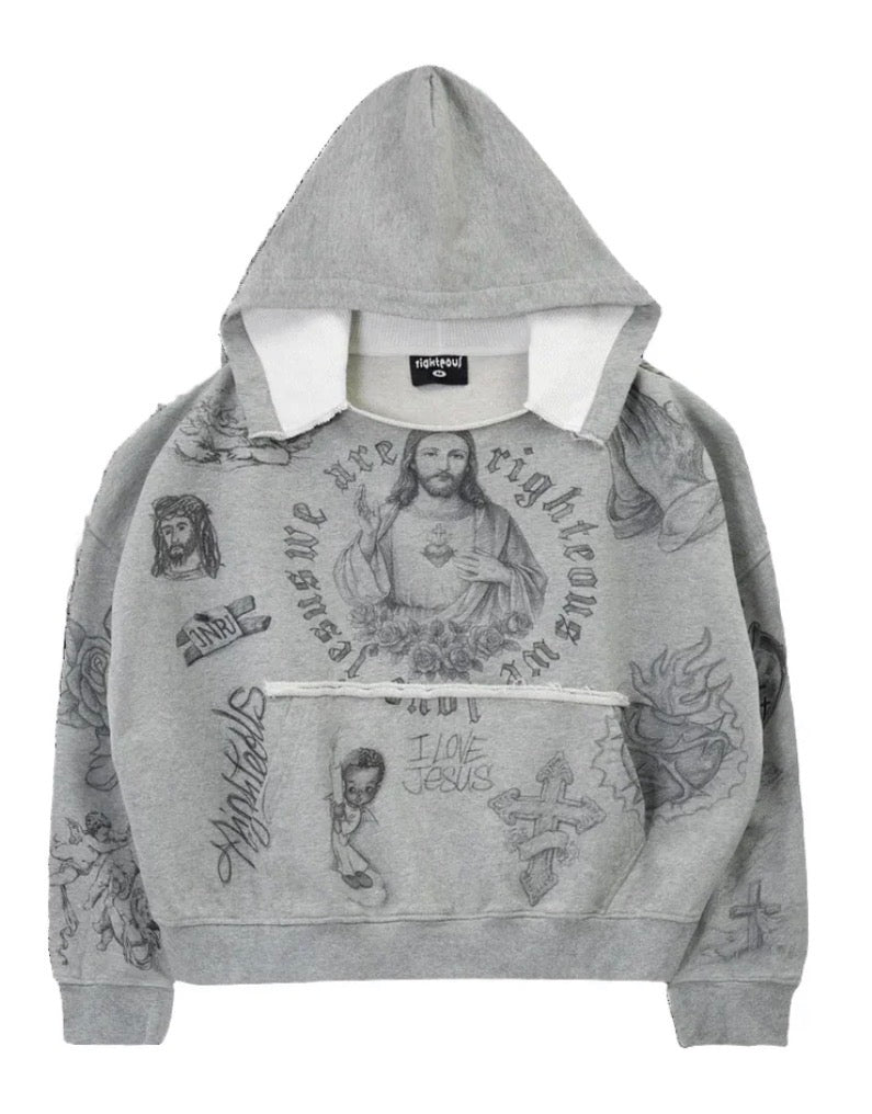 RIGHTEOUS GOD FAVORITE GREY HOODIE