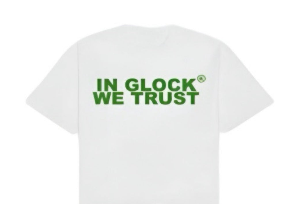 IN GLOCK WE TRUST WHITE / GREEN TEE