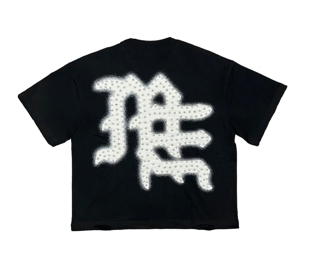 MIXED EMOTION RHINESTONE TEE BLACK/WHITE