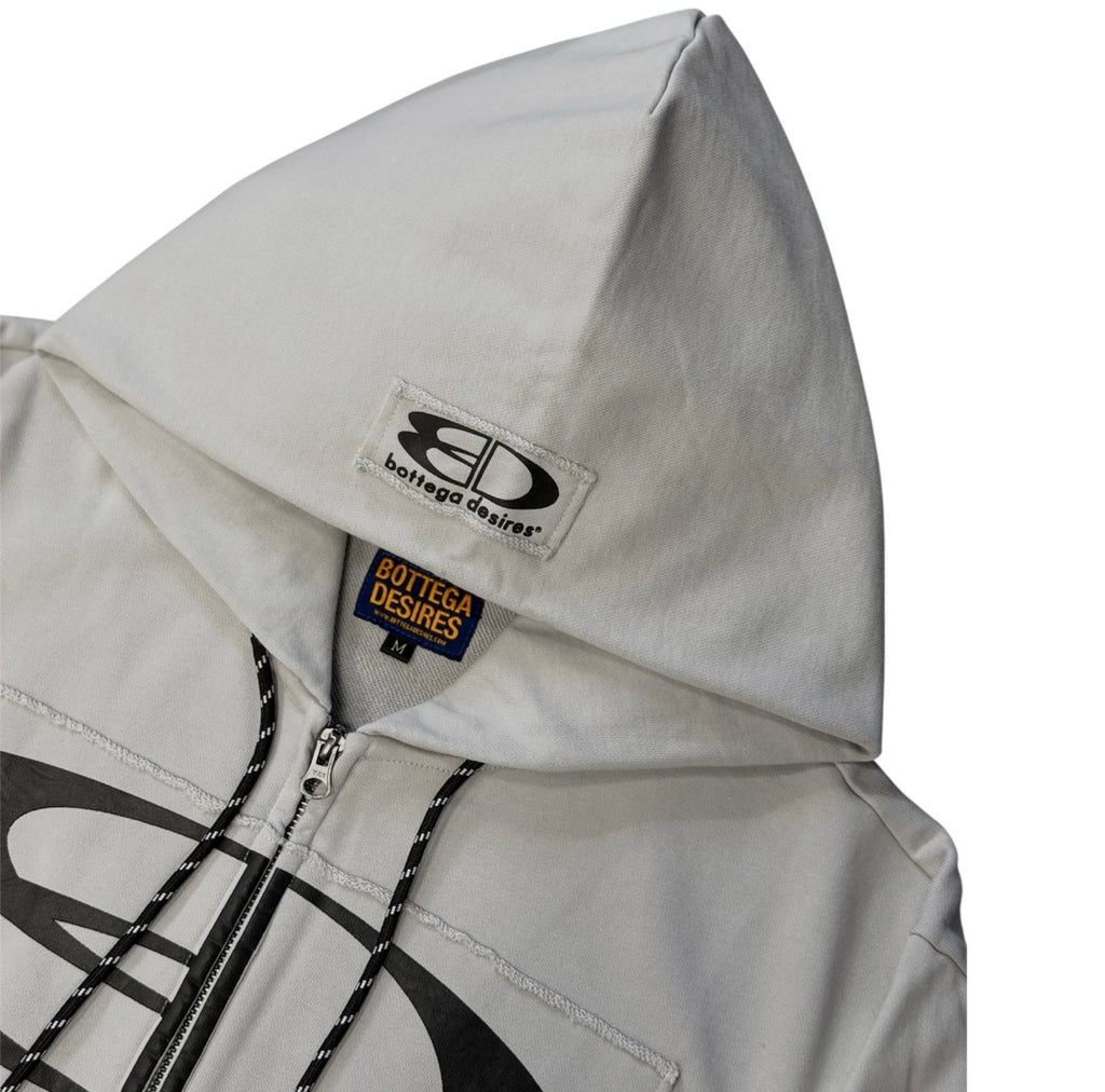 BOTTEGA DESIRES GREY TECH ZIP UP HOODIE