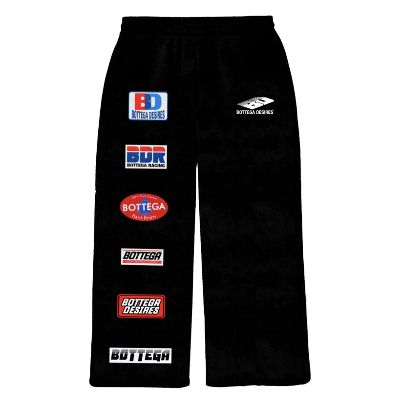 BOTTEGA DESIRES PATCHES SWEATPANTS BLACK