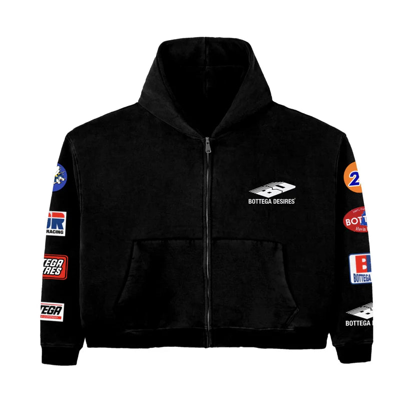 BOTTEGA DESIRES PATCHES HOODIE BLACK