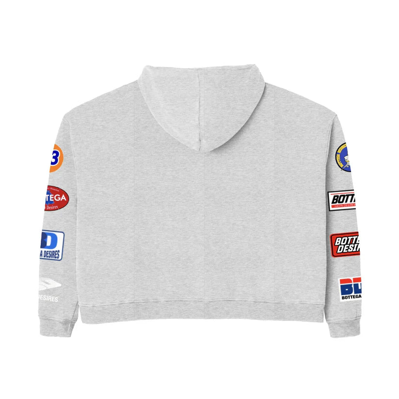 BOTTEGA DESIRES PATCHES HOODIE GREY