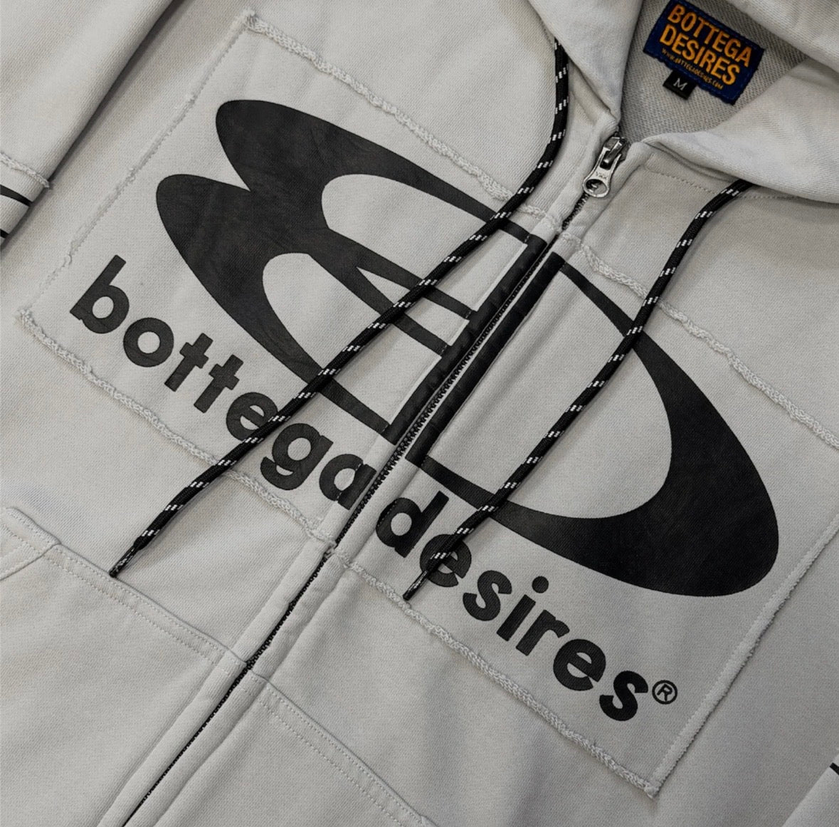BOTTEGA DESIRES GREY TECH ZIP UP HOODIE