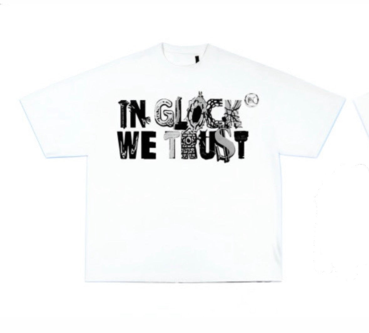IN GLOCK WE TRUST SKRAPYARD WHITE TEE