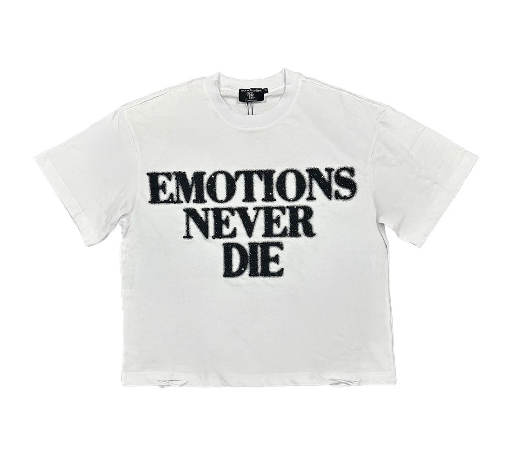 MIXED EMOTION RHINESTONE TEE WHITE/BLACK