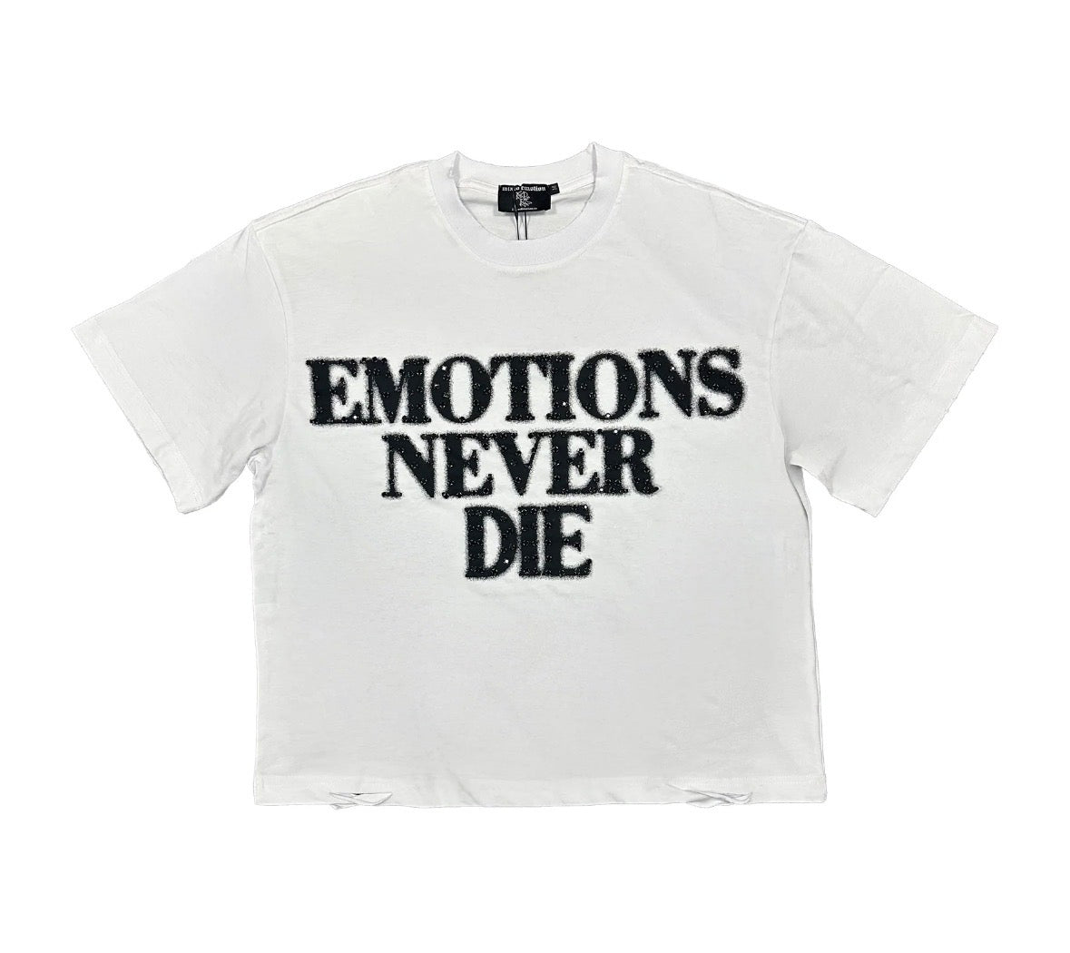 MIXED EMOTION RHINESTONE TEE WHITE/BLACK