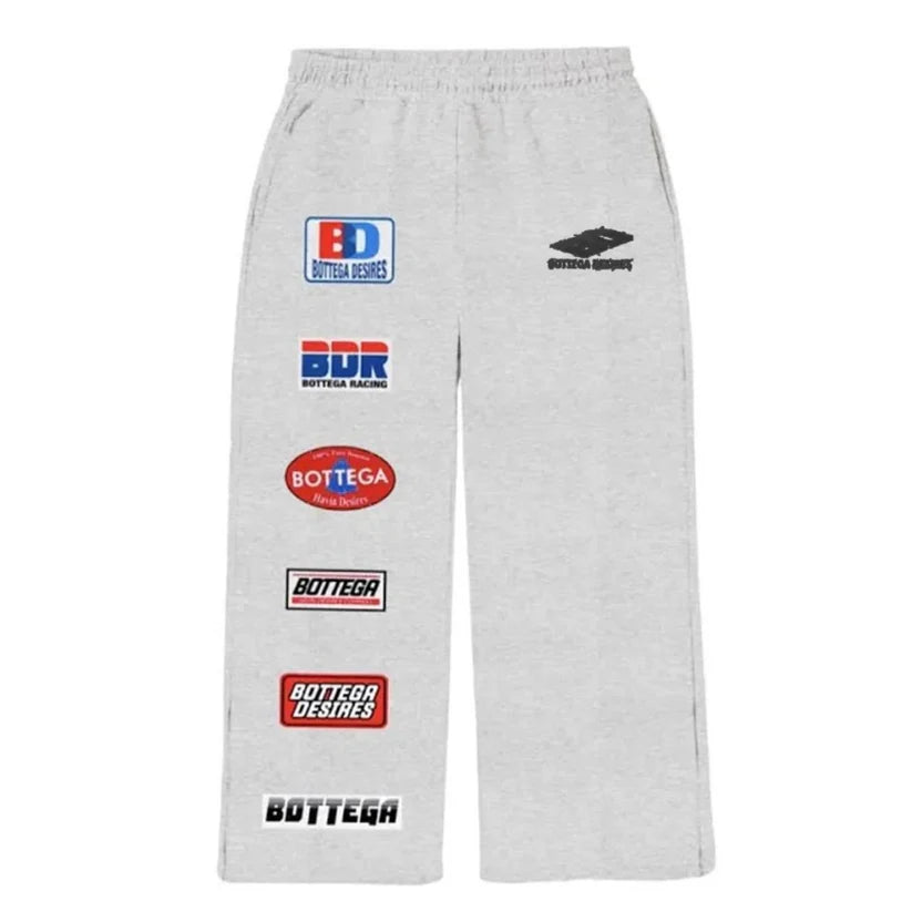 BOTTEGA DESIRES PATCHES SWEATPANTS GREY