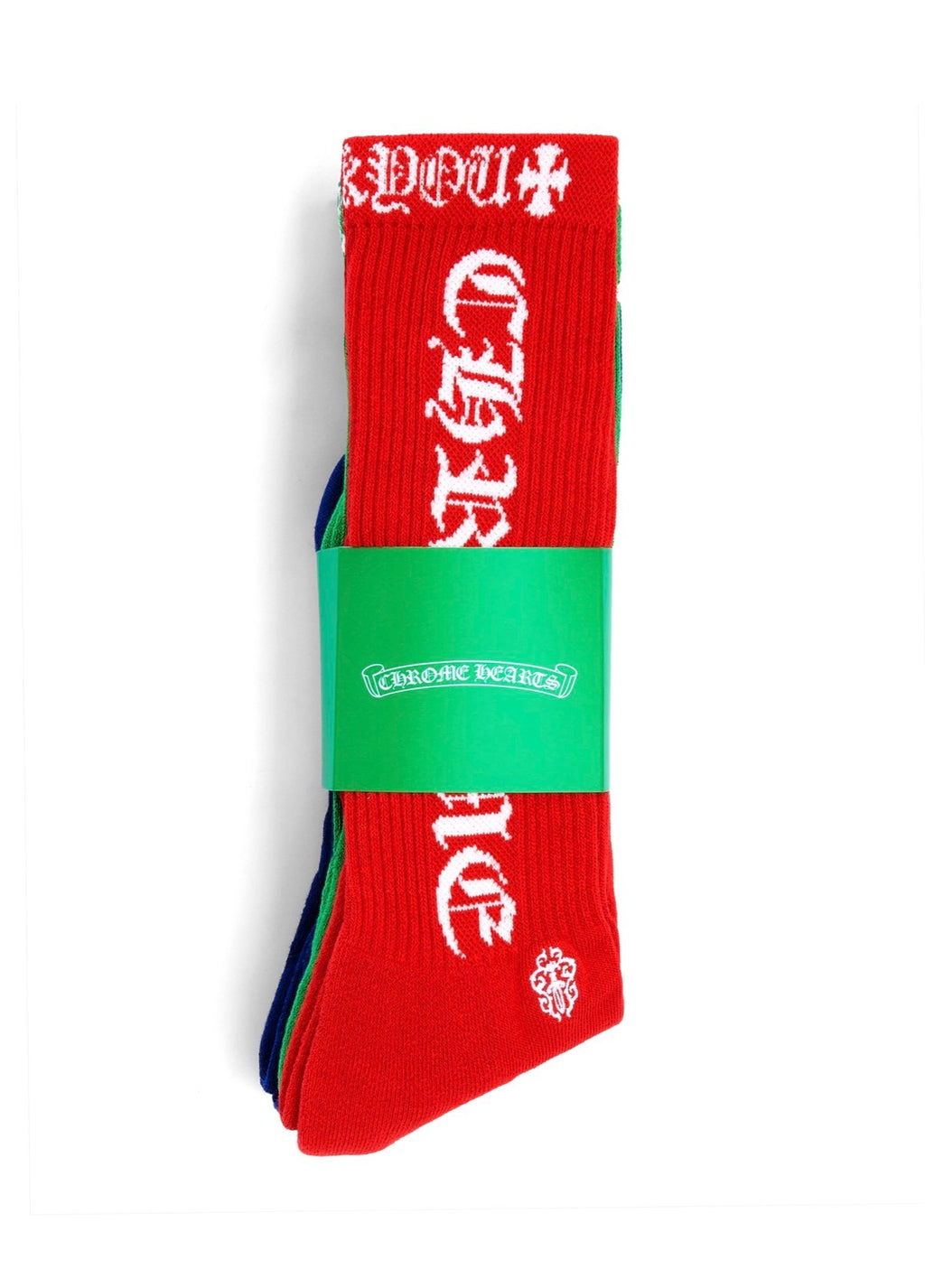 CHROME HEARTS "FUCK YOU" LOGO SOCKS GREEN, RED, BLUE (3 PACK)