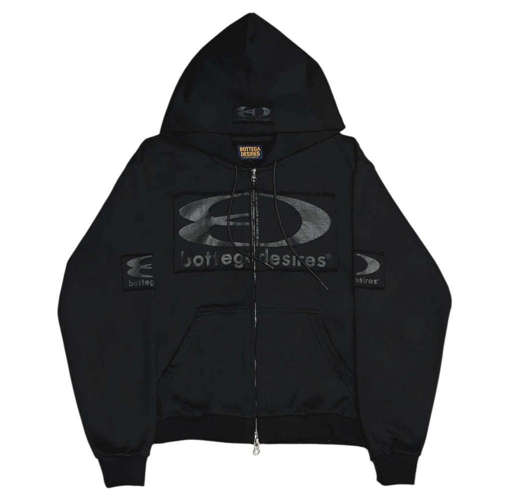 BOTTEGA DESIRES BLACK TECH ZIP UP HOODIE