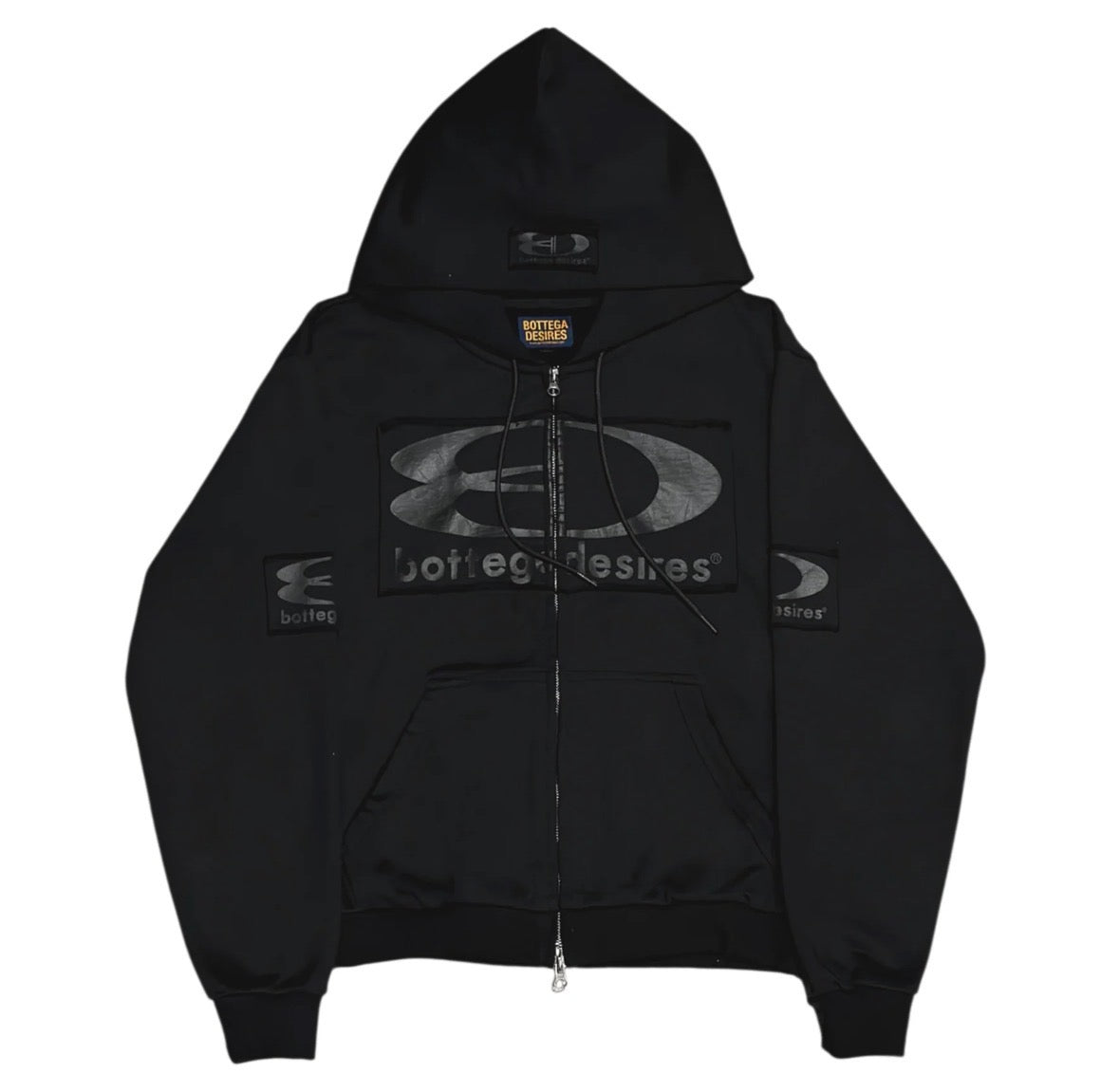 BOTTEGA DESIRES BLACK TECH ZIP UP HOODIE