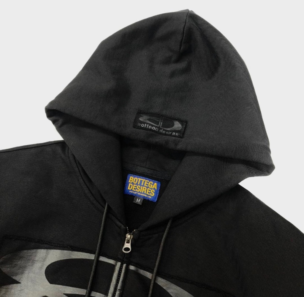BOTTEGA DESIRES BLACK TECH ZIP UP HOODIE