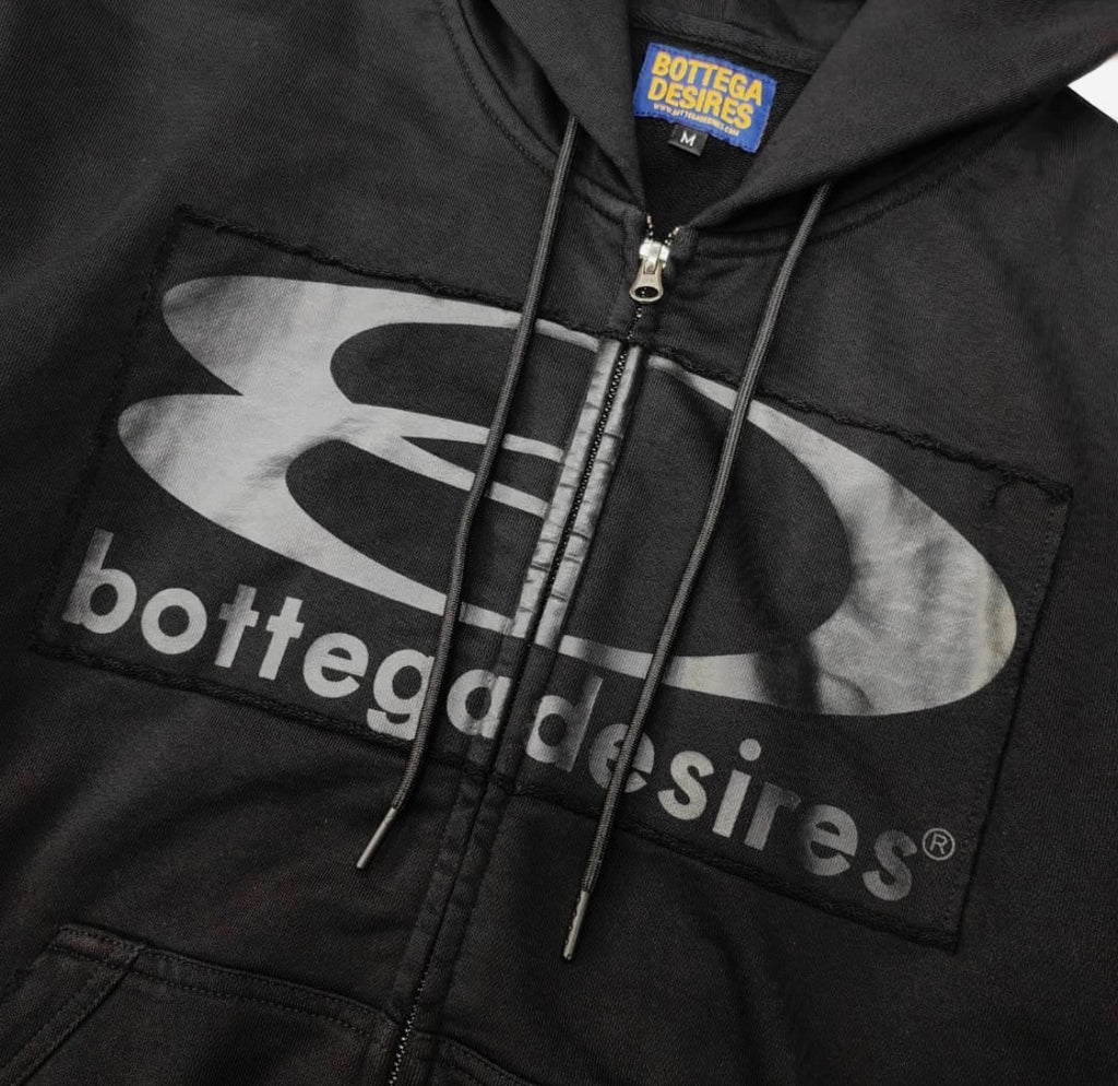 BOTTEGA DESIRES BLACK TECH ZIP UP HOODIE