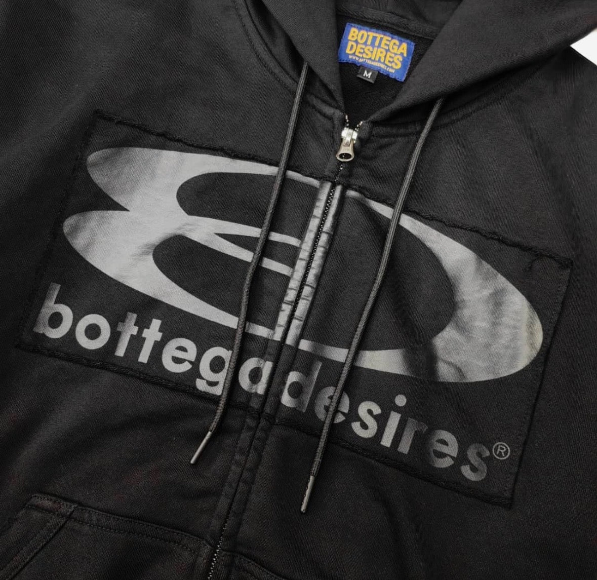BOTTEGA DESIRES BLACK TECH ZIP UP HOODIE