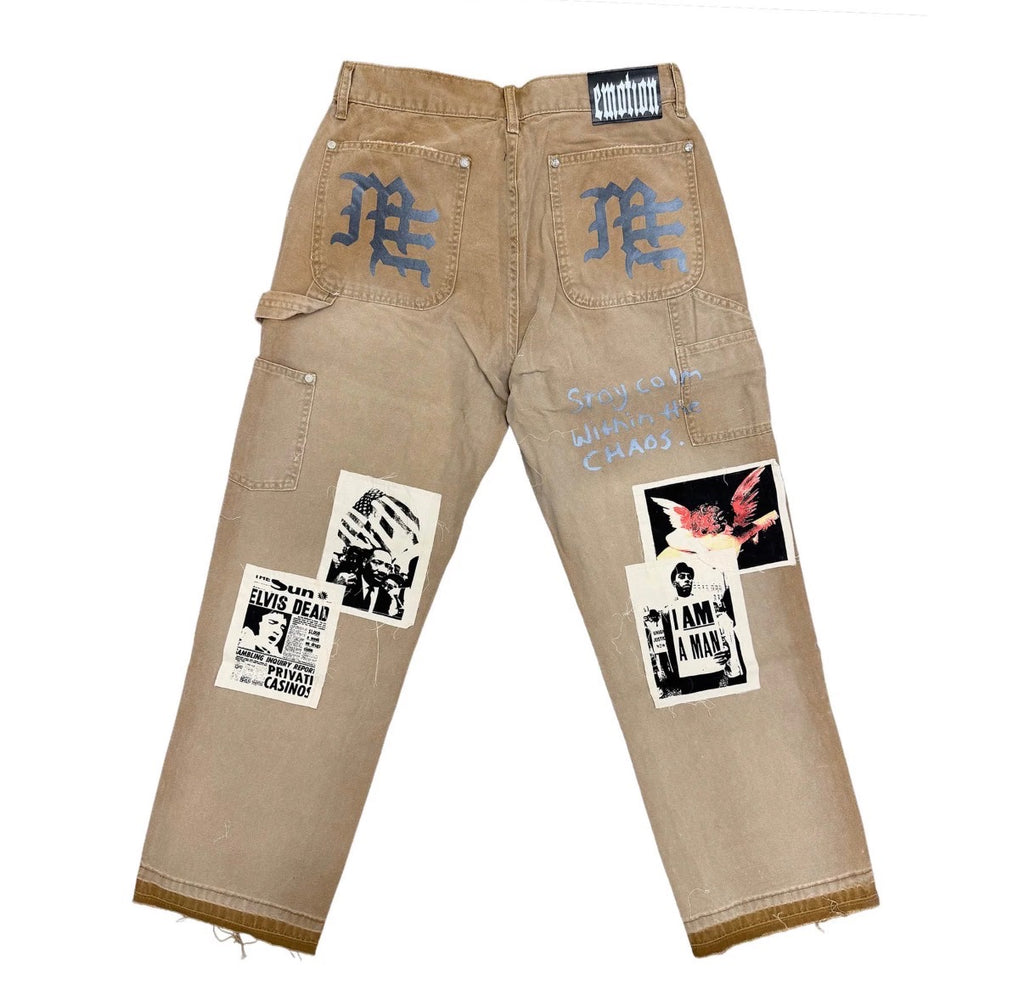 MIXED EMOTION NEWSPAPER CARPENTER PANTS