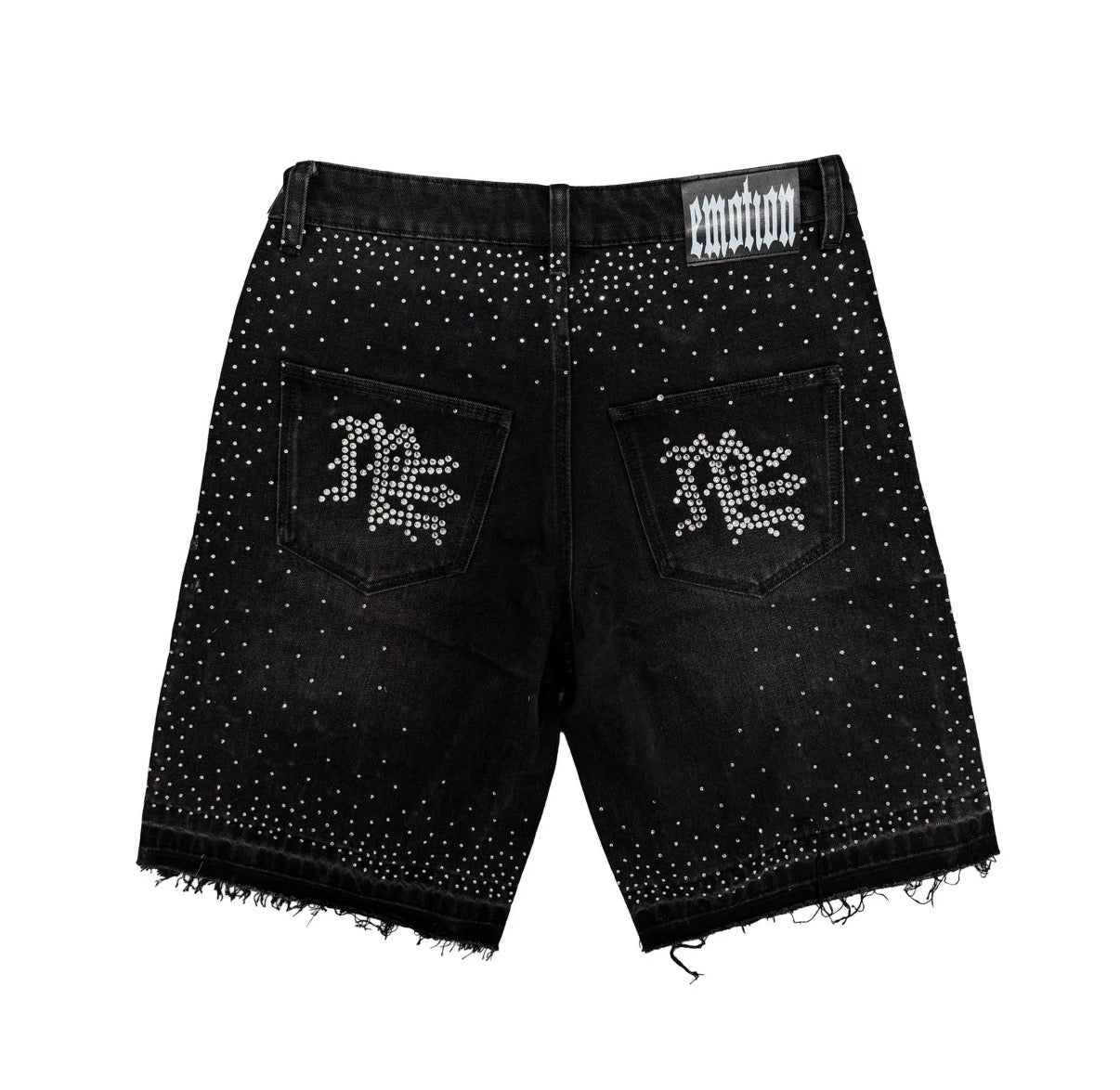 MIXED EMOTION RHINESTONE DENIM SHORTS