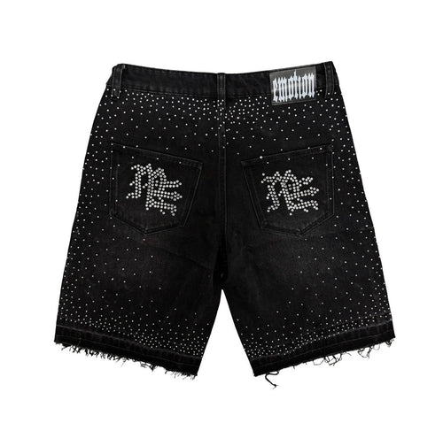 MIXED EMOTION RHINESTONE DENIM SHORTS