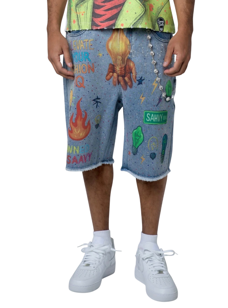 SAAVY DULTS "ELEVATE BLUE DENIM SHORTS"