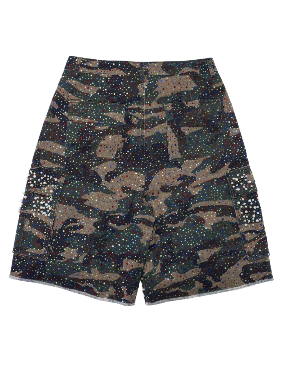 SAAVY DULTS CAMOU RHINESTONE JORTS