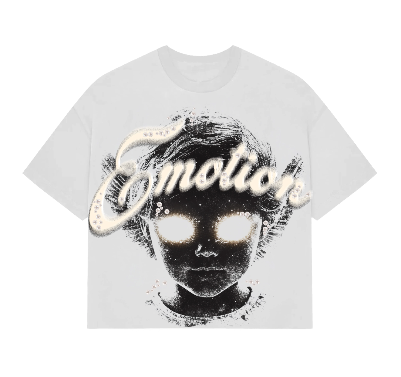 MIXED EMOTION WHITE PEARL CROPPED TEE