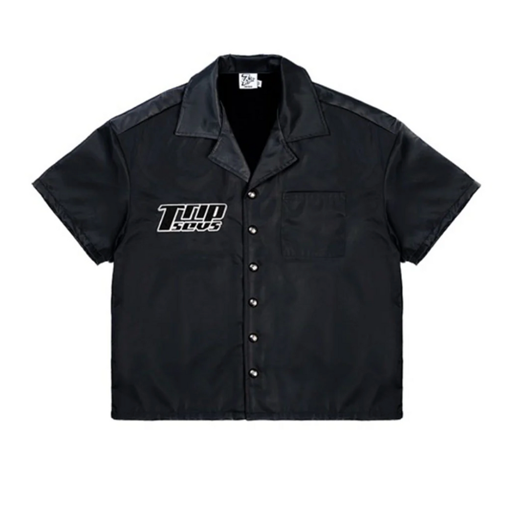 TRIPLE SEVENS NYLON BLACK BUTTON UP