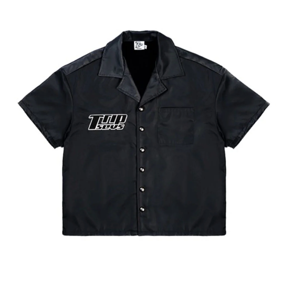 TRIPLE SEVENS NYLON BLACK BUTTON UP