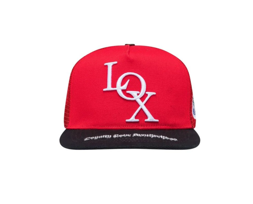 GODSPEED LOX RED & BLACK TRUCKER HAT