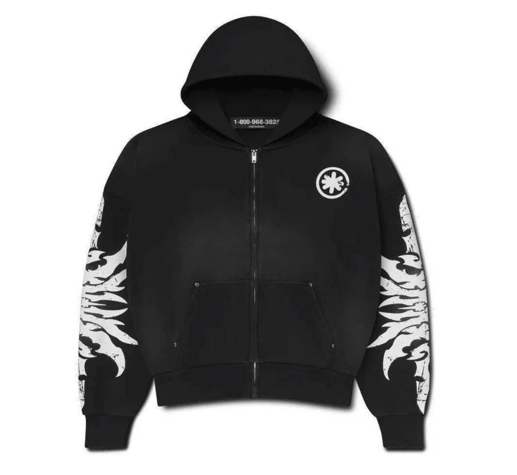 LOSTSHDWS COMPLEX CON ACID WASH BLACK ZIP UP HOODIE