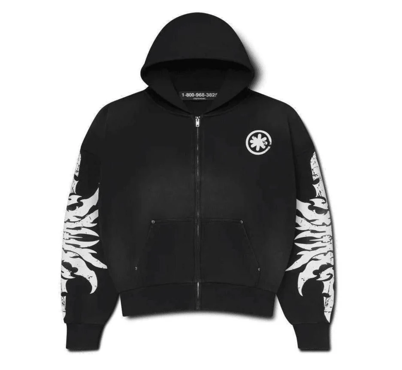 LOSTSHDWS COMPLEX CON ACID WASH BLACK ZIP UP HOODIE