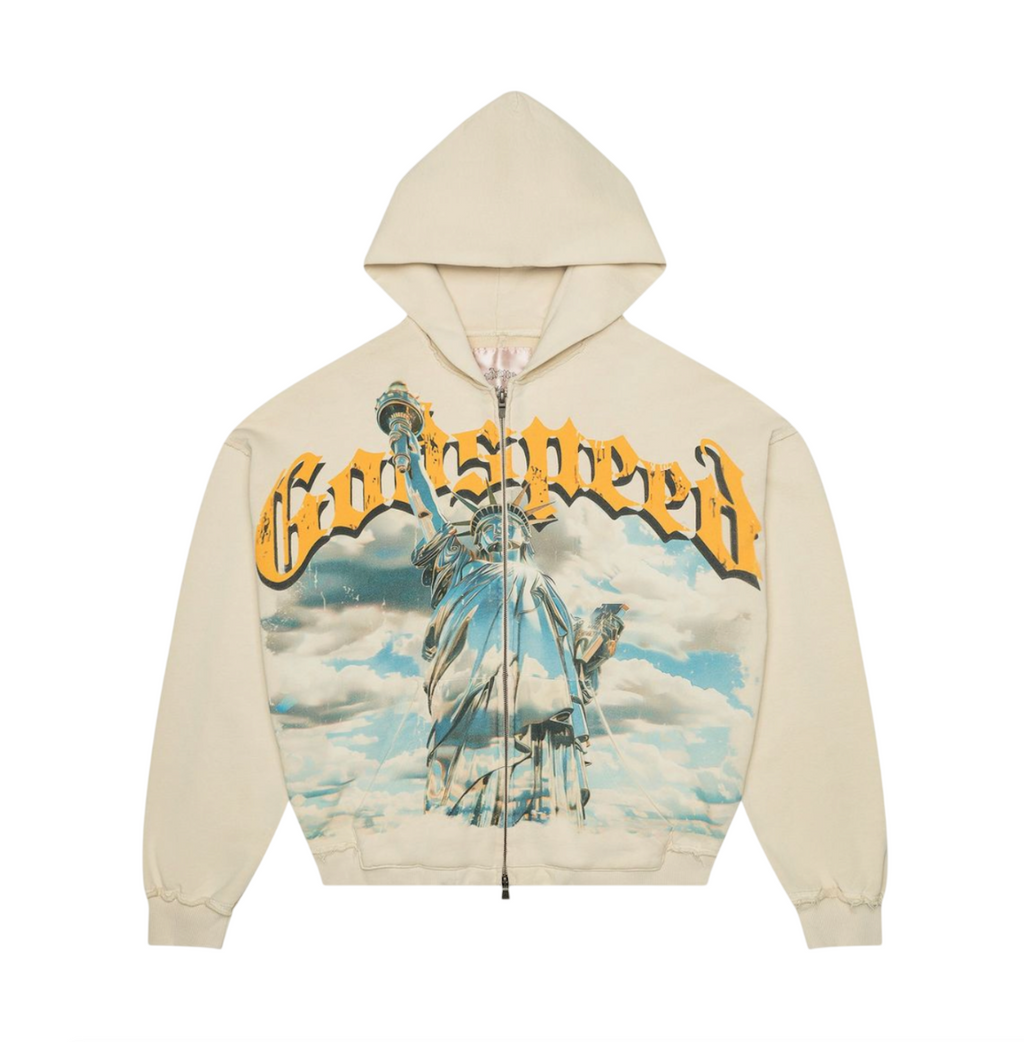 GODSPEED CHROME LIBERTY ZIP UP BONE HOODIE