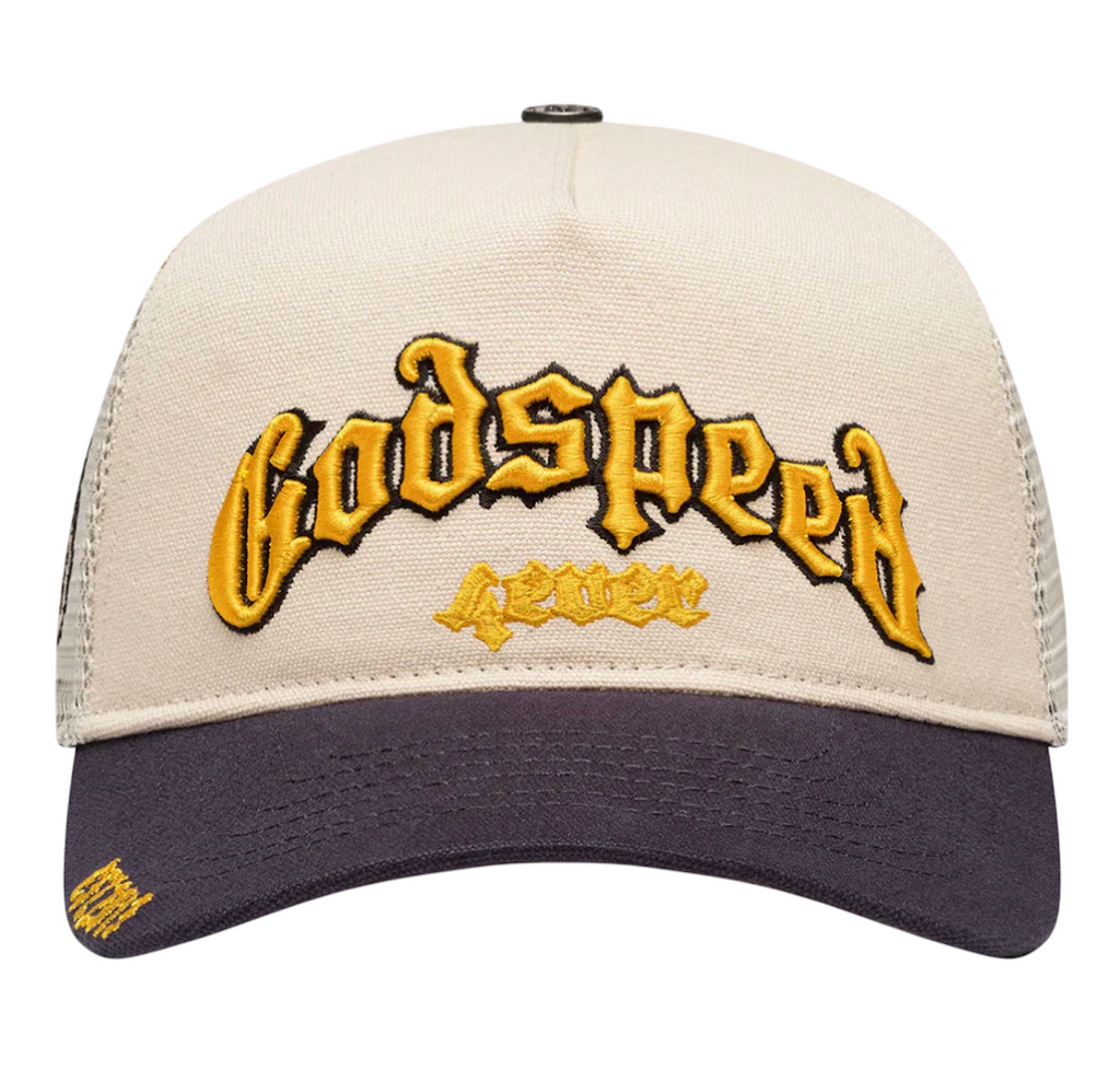 GODSPEED FOREVER TRUCKER HAT BONE/YELLOW/NAVY