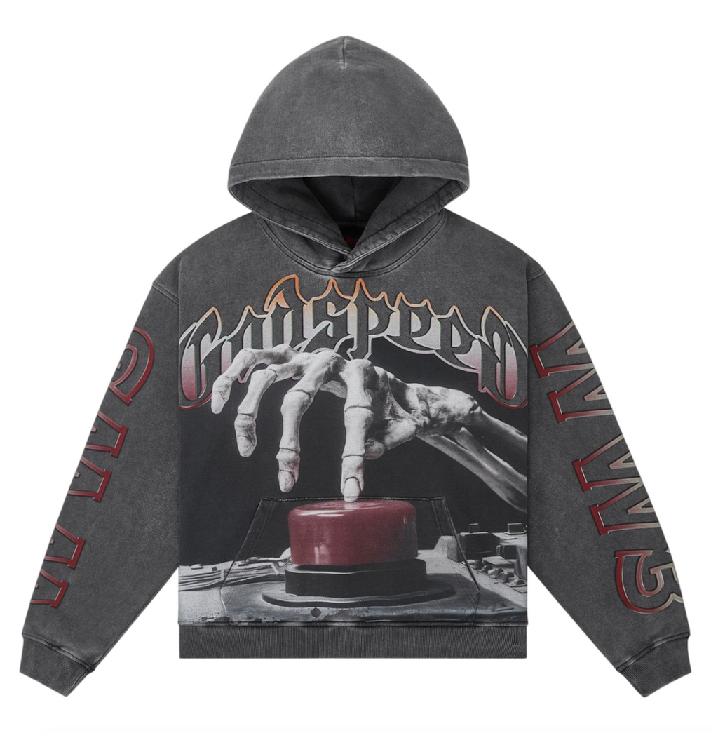 GODSPEED CODE RED GREY WASH HOODIE