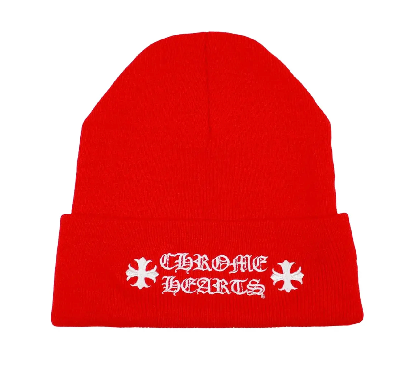 CHROME HEARTS LOGO RED BEANIE