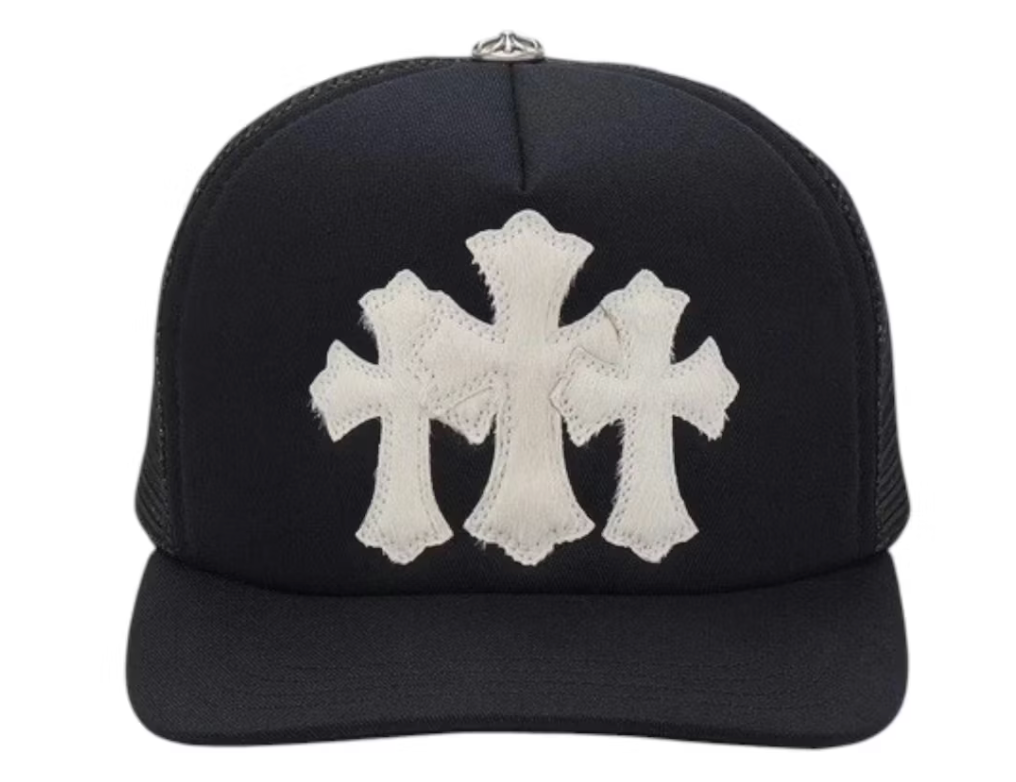 CHROME HEARTS WHITE CEMETARY CROSS CH TRUCKER HAT