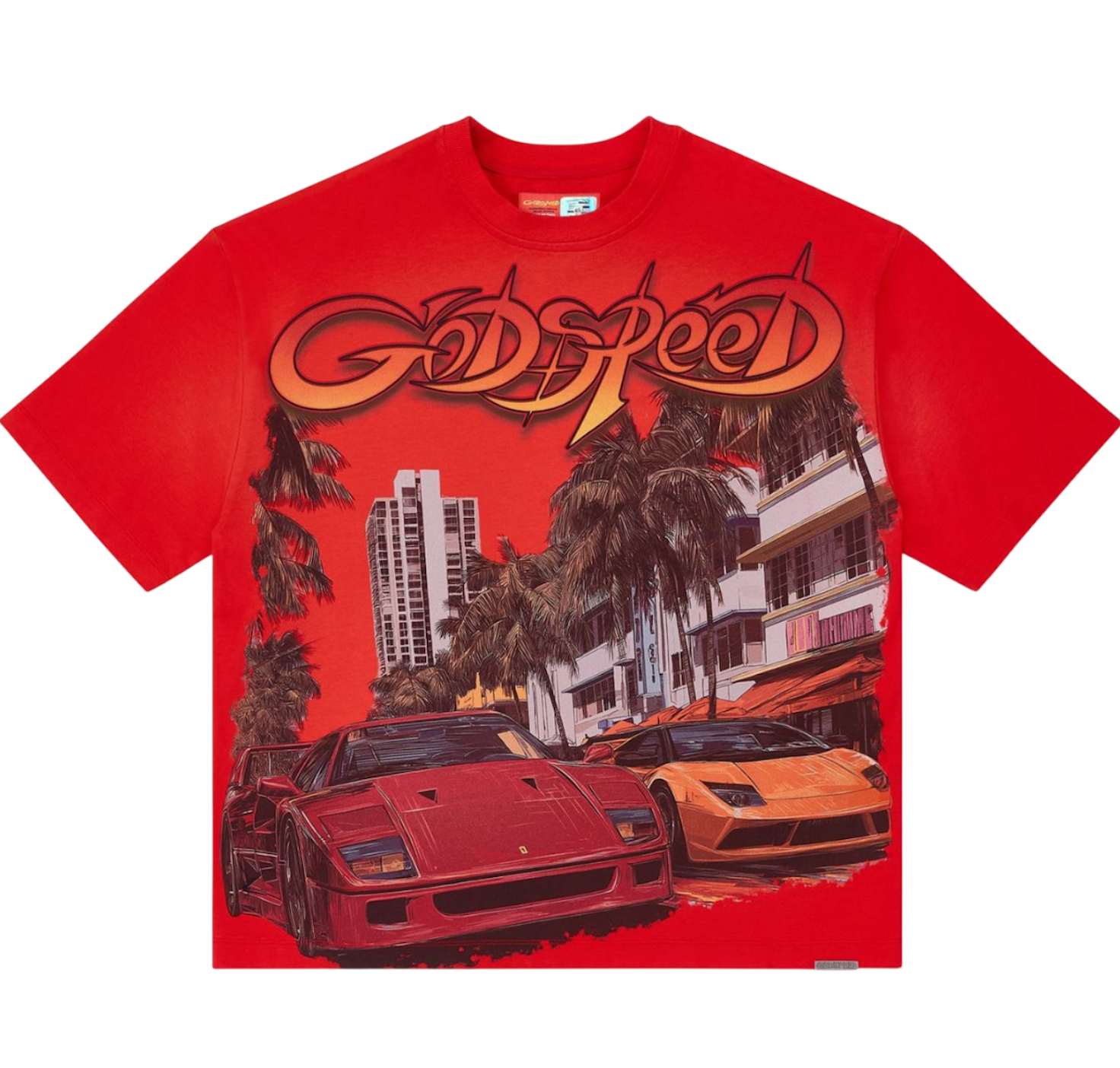 GODSPEED SOUTH BEACH DRIVE MIAMI SUPERRUN RED TEE