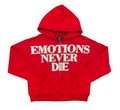 MIXED EMOTIONS RED "END" RHINESTONE HOODIE