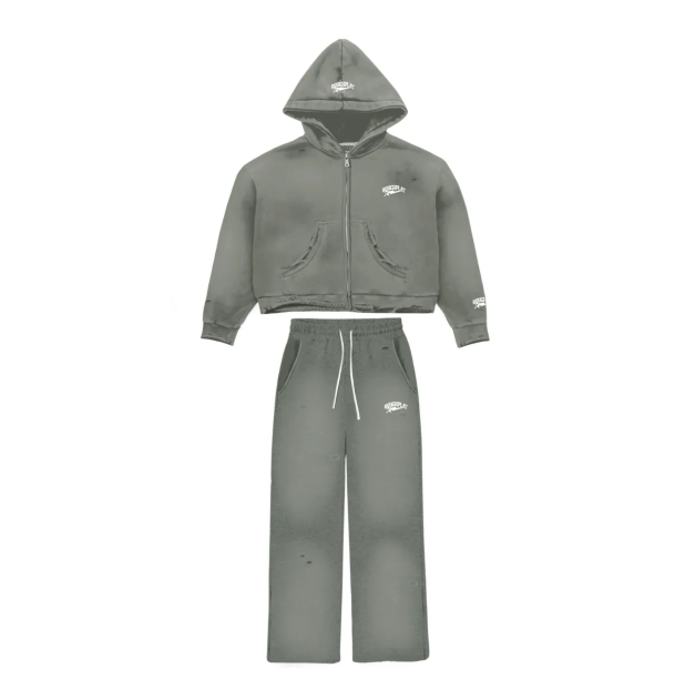 ROUGHPLAY DISTRESSED SWEATSUIT (KHAKI)