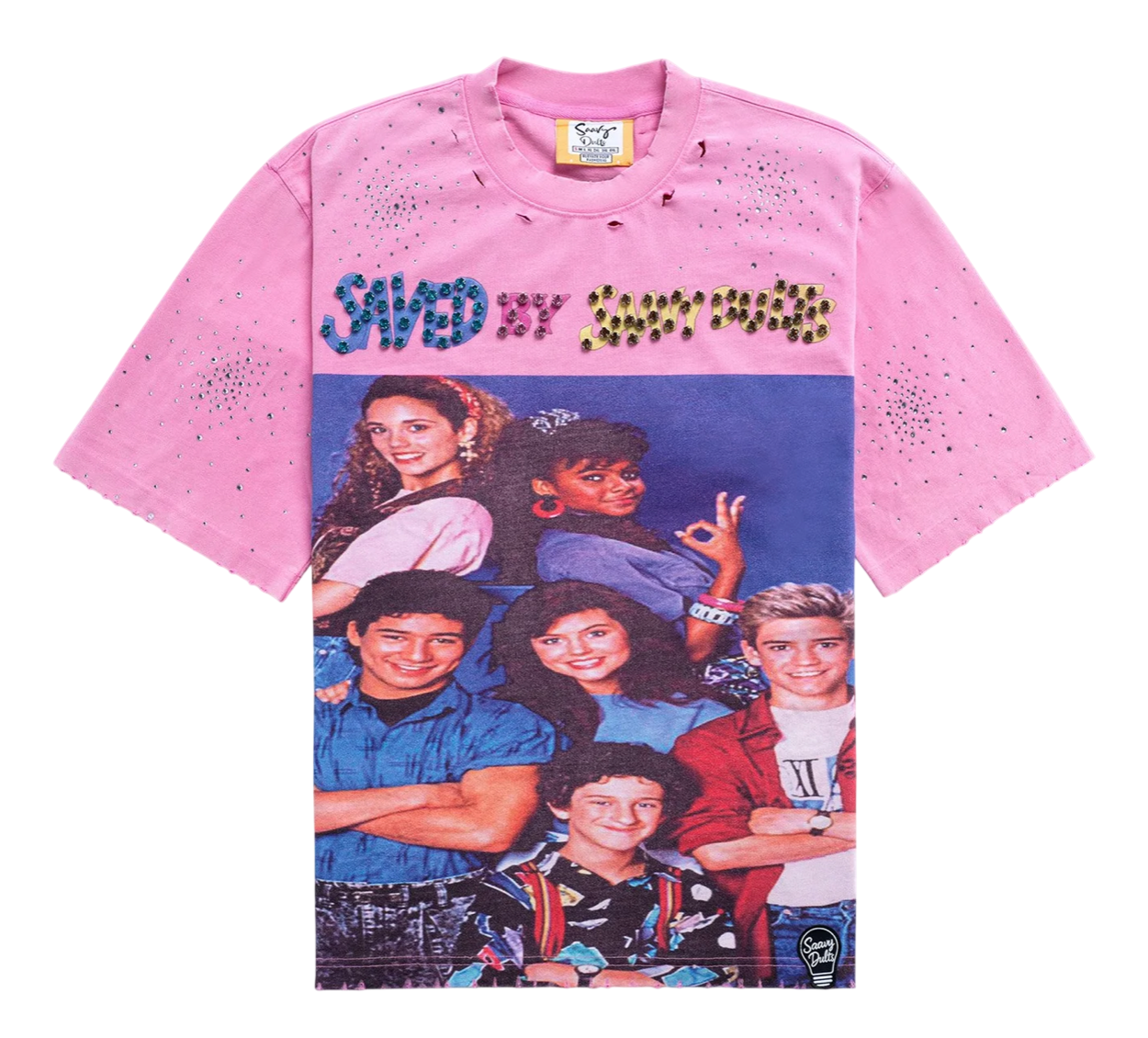 SAAVY DULTS "SAVED BY SAAVY DULTS" PINK TEE