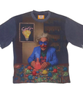 SAAVY DULTS BLUE ACID WASH EINSTEIN RHINESTONE TEE