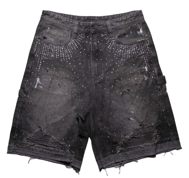 PAPER MONEY GREY CRYSTALIZED JORTS