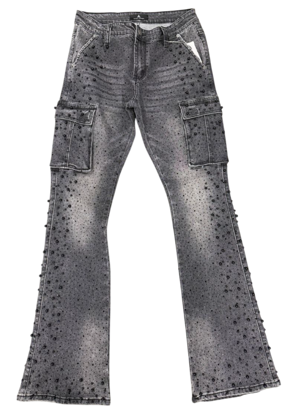 PAPER MONEY BLACK WASH CRYSTALLIZED PEARL PANTS
