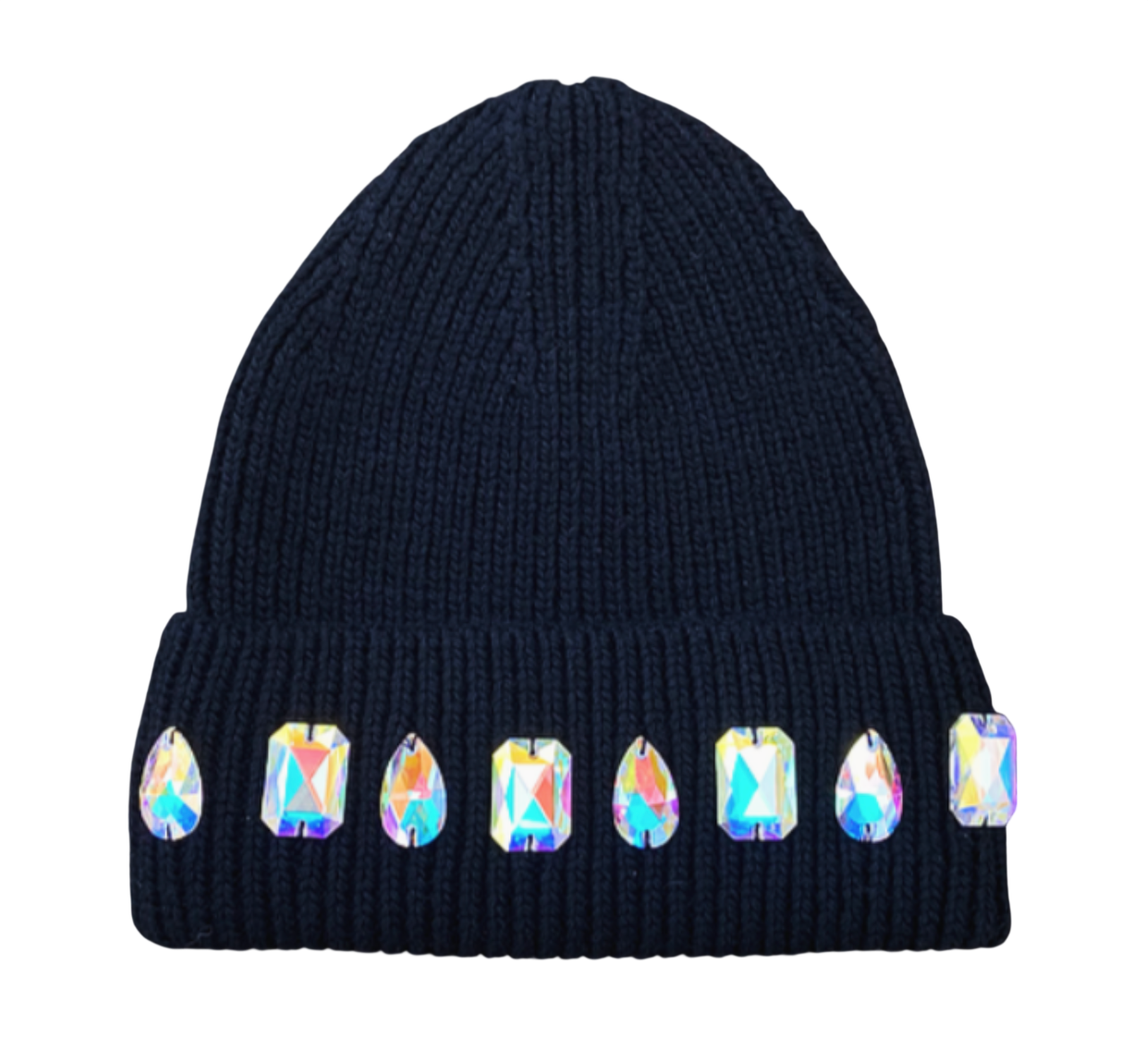 LOUIS CORWN IRIDESCENT BLACK BEANIE