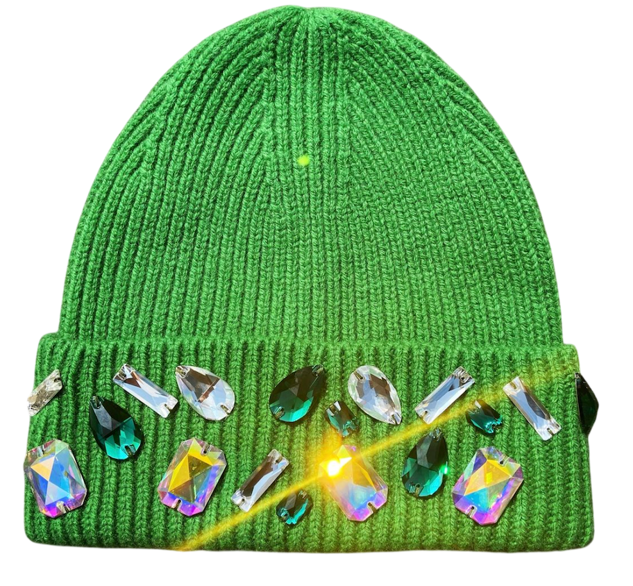 LOUIS CROWN GREEN MOSAIC BEANIE