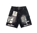 MIXED EMOTION BLACK AI DENIM SHORTS