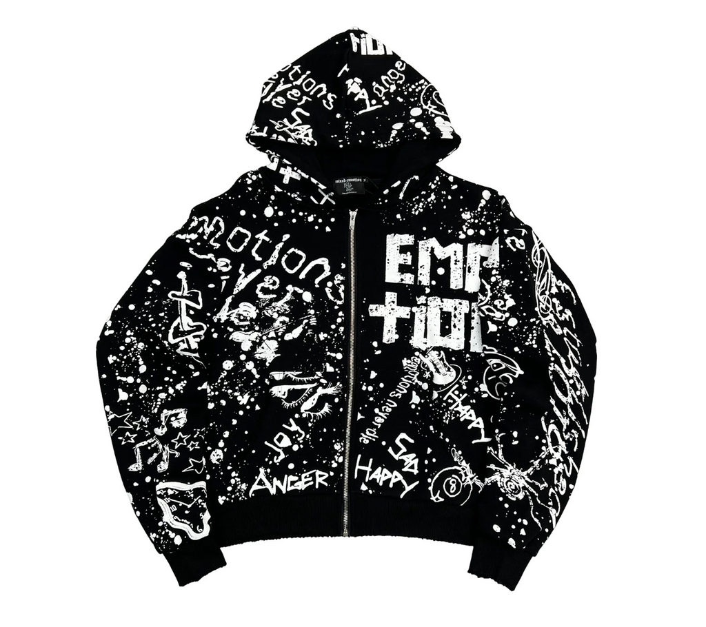 MIXED EMOTION BLACK GRAFFITI HOODIE