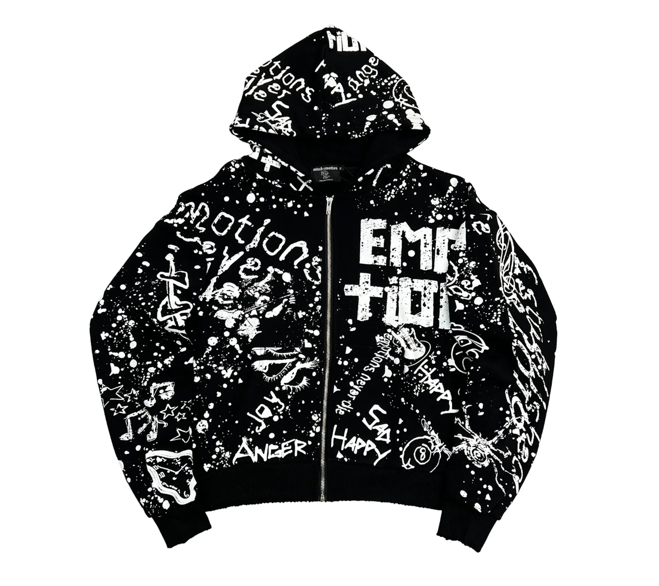 MIXED EMOTION BLACK GRAFFITI HOODIE